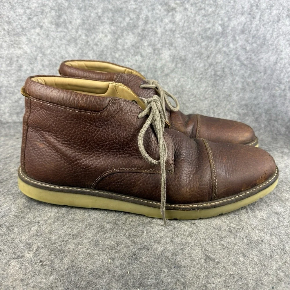 Clarks Grandin Top Chukka Boots Men's 12M Brown Leather Comfort Cap Toe Lace Up